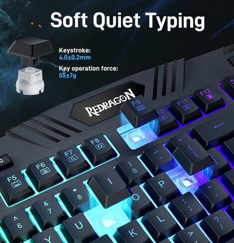 Redragon Updated S101 Programmable Gaming Keyboard and Mouse, RGB Backlit Keyboard Mouse with Software, Independent Macro Record Keys, Value Combo Set in Saudi Arabia