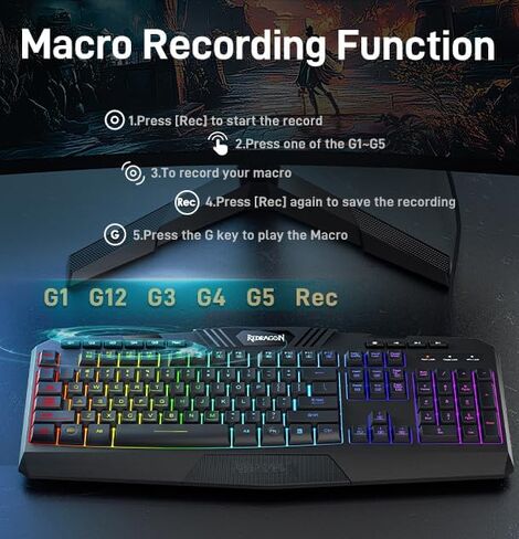 Redragon Updated S101 Programmable Gaming Keyboard and Mouse, RGB Backlit Keyboard Mouse with Software, Independent Macro Record Keys, Value Combo Set in Saudi Arabia