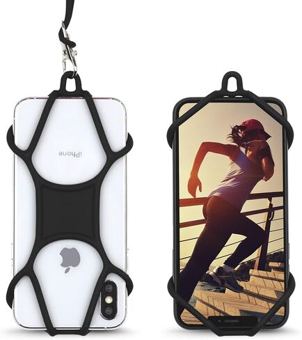 Gear Beast Cell Phone Lanyard, Silicone Smartphone Holder Case and Neck Strap Compatible with Most Phones Including iPhone 12 Pro Max Mini 11 Pro Max XS XR X 8 Plus Galaxy S20 S10 S9 + Note 20 10 9 in Kuwait