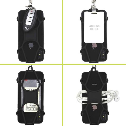 Gear Beast Cell Phone Lanyard, Silicone Smartphone Holder Case and Neck Strap Compatible with Most Phones Including iPhone 12 Pro Max Mini 11 Pro Max XS XR X 8 Plus Galaxy S20 S10 S9 + Note 20 10 9 in Kuwait