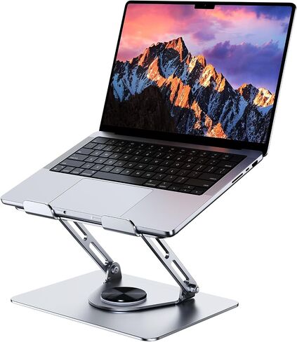 Laptop Stand for Desk, Adjustable Computer Stand for Laptop, Foldable 360° Rotating Laptop Riser, Compatible with for MacBook Pro, Air, Dell, HP, Lenovo, All 10''-15.6'' Laptops (Silver) in Saudi Arabia