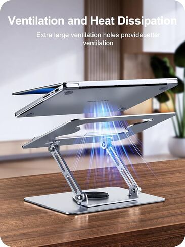 Laptop Stand for Desk, Adjustable Computer Stand for Laptop, Foldable 360° Rotating Laptop Riser, Compatible with for MacBook Pro, Air, Dell, HP, Lenovo, All 10''-15.6'' Laptops (Silver) in Saudi Arabia