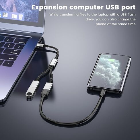 USB C to Dual USB Female Adapter Type C to Dual USB Splitter USB c to Double USB 2.0 Adapter Double USB 2.0 OTG Splitter Cord Converter for MacBook Pro, Google Pixel, Galaxy S9 / S8 / Note 8 in Kuwait