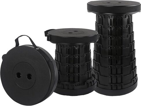 newlng Collapsible Stool Portable Retractable Folding Stool Max Load 460lbs Telescoping Stool Lightweigh Adjustable Sturdy for Fishing Camping Hiking BBQ Travel Gardening Outdoor Activity (All Black) in Saudi Arabia