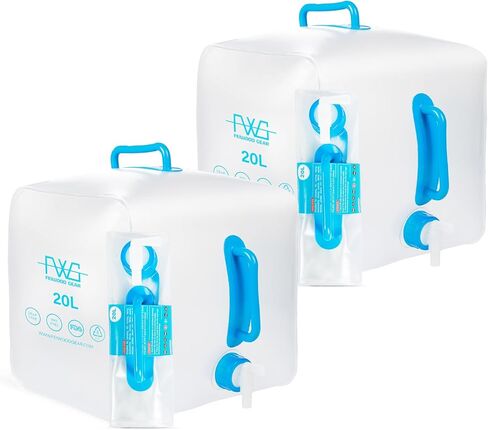 Collapsible Water Container with Spigot,Camping Water Container BPA Free Foldable Portable Water Canteen for Camping Hiking RV Emergency Survival (2 Pack) 5.3 Gallon in Saudi Arabia