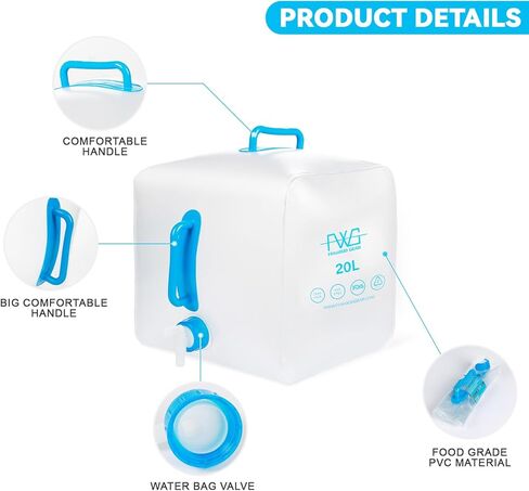 Collapsible Water Container with Spigot,Camping Water Container BPA Free Foldable Portable Water Canteen for Camping Hiking RV Emergency Survival (2 Pack) 5.3 Gallon in Saudi Arabia