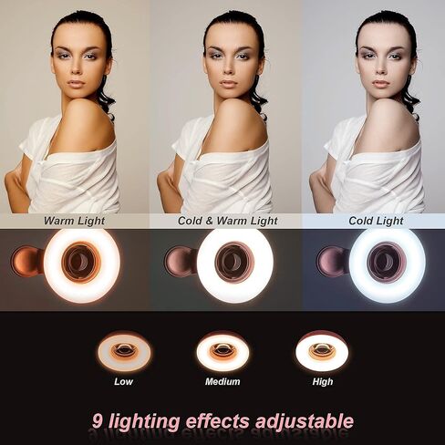 Macro Lens for iPhone and Android with Mini Clip Ring Light, Portable Rechargeable Dimming, for Smart Phone Photography, Camera Video Recording, VLOG in Kuwait
