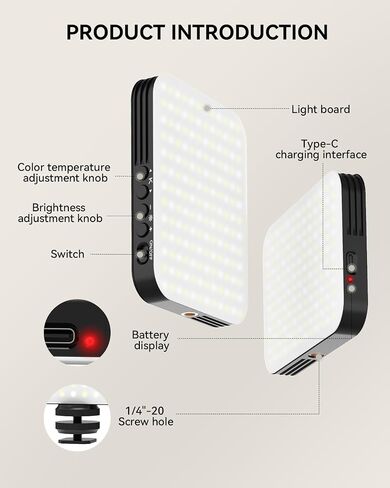 Tizwis 156 LED Selfie Light، 7000 مللي أمبير مصباح هاتف قابل لإعادة الشحن، ضوء محمول للهاتف، الكمبيوتر المحمول، iPad، الكاميرا، iPhone، 3 أوضاع إضاءة قابلة للتعديل، ضوء للتصوير الفوتوغرافي/TikTok/Selfies/Vlog/المكياج in Saudi Arabia
