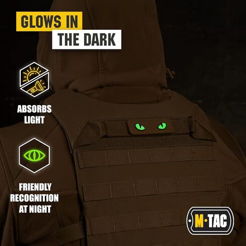 M-Tac Cat Eyes - Glow in The Dark - Morale Patches Tactical Patch Military Combat Hook Fasteners (Black - GITD) in Kuwait