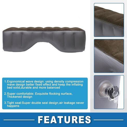 Car Mattress Sleeping Mat Comfortable Rear Seat Air Bed Gap Pad for Napping Travel Deep Brown Gray in Saudi Arabia