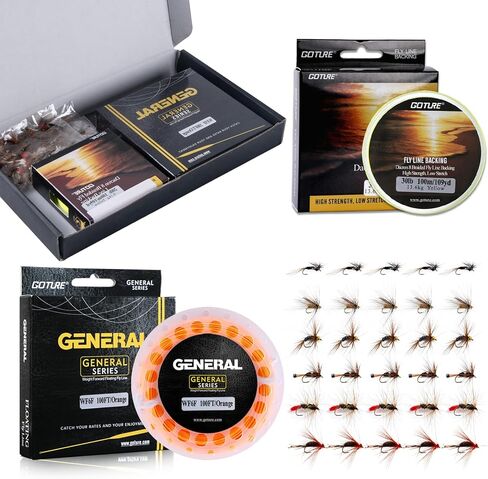 مجموعة صيد الذبابة Goture Fly Fishing Flies و100FT 5WT Fly Fishing Line العائمة و20lb Fly Line Backing 3 في 1 عدة، مجموعة Fly Line لصيد سمك السلمون المرقط، ملحقات صيد السمك in Saudi Arabia