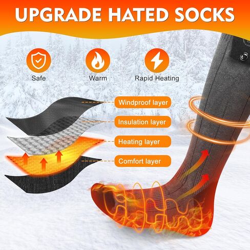 Heated Socks for Women Men, 6000mAh Rechargeable Battery Foot Warmer Hiking Socks Up to 10 Hours, APP-Controlled Electric Heated Socks with 4 Heating Levels for Hunting Camping Skiing in Saudi Arabia