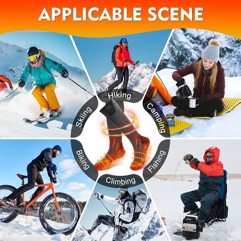 Heated Socks for Women Men, 6000mAh Rechargeable Battery Foot Warmer Hiking Socks Up to 10 Hours, APP-Controlled Electric Heated Socks with 4 Heating Levels for Hunting Camping Skiing in Saudi Arabia