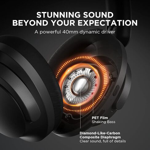1MORE SonoFlow Active Noise Cancelling Headphones, Bluetooth Headphones with LDAC for Hi-Res Wireless Audio, 70H Playtime, Clear Calls, Preset EQ Via App, Black in Saudi Arabia