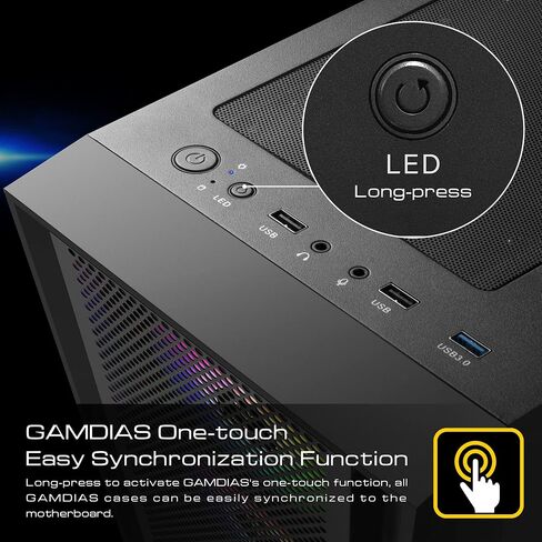 حافظة كمبيوتر ألعاب GAMDIAS ATX Mid Tower مع زجاج مقسى جانبي، مراوح حافظة ARGB 4X 120 مم ومزامنة مع اللوحة الأم 5V RGB وتدفق هواء ممتاز in Kuwait