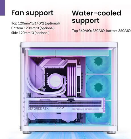 JONSBO TK-3 Black One-piece Curved Glass ATX Mid Tower Pc Case, One-piece Curved Glass, SP BTF MB/Dual 360 AIO/ATX PSU/40Series GPU, with 10 Fan Positions, 270 Degree Side View Display,Black Chassis in Saudi Arabia