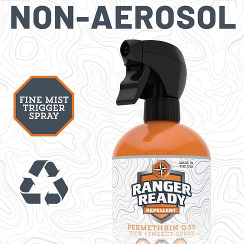Ranger Ready Permethrin Spray for Clothes and Outdoor Gear - Permethrin Insect & Tick Repellent - Scent Zero (24 fl oz, Pack of 1) in Saudi Arabia