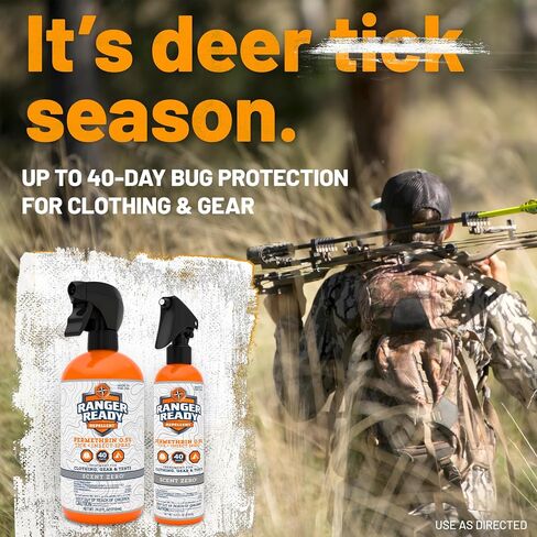 Ranger Ready Permethrin Spray for Clothes and Outdoor Gear - Permethrin Insect & Tick Repellent - Scent Zero (24 fl oz, Pack of 1) in Saudi Arabia