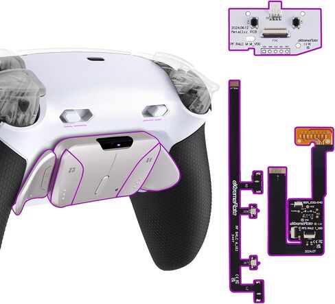 eXtremeRate RISE4 Plus MAX RMB Back Paddles Kit with Clicky Trigger Stops & Rubberized Grip for PS5 Controller BDM-030 040 050, Remappable Real Metal Back Buttons Kit for PS5 Controller – White Black in Saudi Arabia
