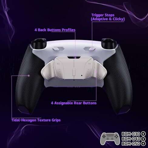 eXtremeRate RISE4 Plus MAX RMB Back Paddles Kit with Clicky Trigger Stops & Rubberized Grip for PS5 Controller BDM-030 040 050, Remappable Real Metal Back Buttons Kit for PS5 Controller – White Black in Saudi Arabia