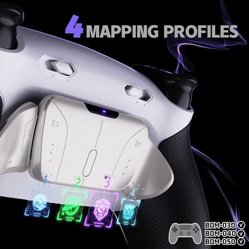 eXtremeRate RISE4 Plus MAX RMB Back Paddles Kit with Clicky Trigger Stops & Rubberized Grip for PS5 Controller BDM-030 040 050, Remappable Real Metal Back Buttons Kit for PS5 Controller – White Black in Saudi Arabia