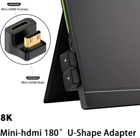 محول HDMI صغير من Duttek 180 درجة 8K، محول HDMI صغير بزاوية على شكل حرف U ذكر إلى محول HDMI أنثى صغير يدعم 8K@60 هرتز Video4K@144 هرتز للكاميرا وكاميرا الفيديو (عبوتان) in Kuwait