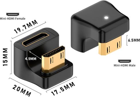 محول HDMI صغير من Duttek 180 درجة 8K، محول HDMI صغير بزاوية على شكل حرف U ذكر إلى محول HDMI أنثى صغير يدعم 8K@60 هرتز Video4K@144 هرتز للكاميرا وكاميرا الفيديو (عبوتان) in Kuwait