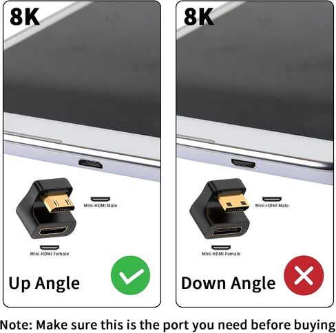 محول HDMI صغير من Duttek 180 درجة 8K، محول HDMI صغير بزاوية على شكل حرف U ذكر إلى محول HDMI أنثى صغير يدعم 8K@60 هرتز Video4K@144 هرتز للكاميرا وكاميرا الفيديو (عبوتان) in Kuwait
