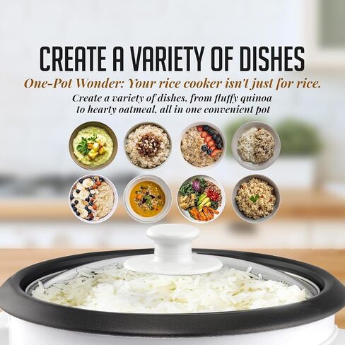 OVENTE Electric Rice Cooker with Food Steamer Basket, Automatic Keep Warm Function, Makes up to 10 cups Cooked (5 cups Uncooked) White, RCS01W in Kuwait