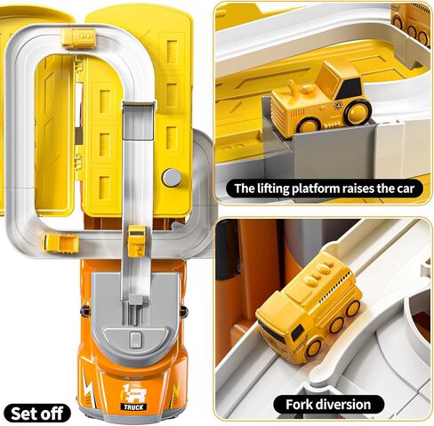 TEMI Construction Truck Kids Toys for 3 4 5 6 Year Old Boys, Toddler Car Adventures Toys for Girls, Car Carrier Toy with 8 Vehicles, Movable Truck Station Toys, Birthday Gifts for Kids Age 3-8 in Saudi Arabia