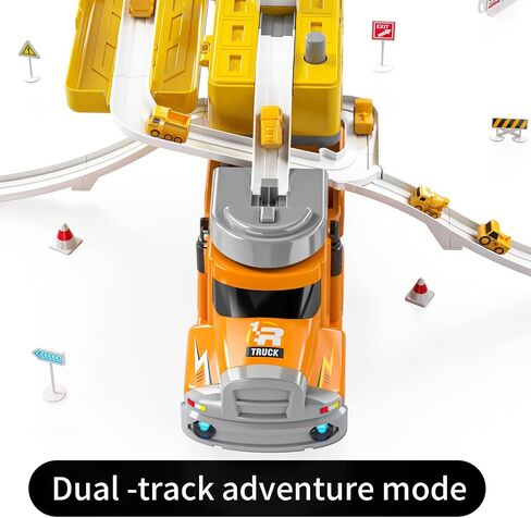 TEMI Construction Truck Kids Toys for 3 4 5 6 Year Old Boys, Toddler Car Adventures Toys for Girls, Car Carrier Toy with 8 Vehicles, Movable Truck Station Toys, Birthday Gifts for Kids Age 3-8 in Saudi Arabia