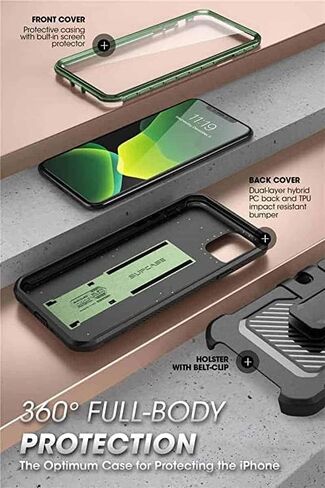 حافظة SUPCASE لهاتف iPhone 11 مع واقي شاشة (Unicorn Beetle Pro)، [حامل مدمج ومشبك حزام] [حماية من الدرجة العسكرية] حافظة هاتف واقية شديدة التحمل لكامل الجسم لهاتف iPhone 11 6.1"، أزرق ملكي in Kuwait