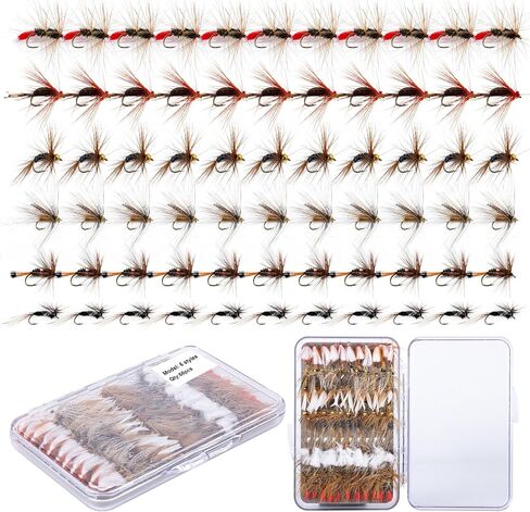 Fly Fishing Flies Kit,Dry Flies Wet Flies Streamers Nymphs for Fly Fishing, Trout Flies Fly Lures with Fly Box,Fly Fishing Assortment Kit for Bass Trout Steelhead Salmon, Fishing Gifts for Men in Saudi Arabia