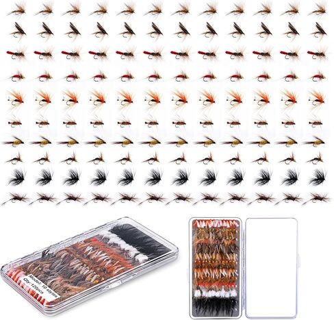 Fly Fishing Flies Kit,Dry Flies Wet Flies Streamers Nymphs for Fly Fishing, Trout Flies Fly Lures with Fly Box,Fly Fishing Assortment Kit for Bass Trout Steelhead Salmon, Fishing Gifts for Men in Saudi Arabia
