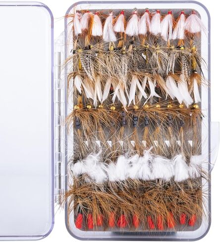 Fly Fishing Flies Kit,Dry Flies Wet Flies Streamers Nymphs for Fly Fishing, Trout Flies Fly Lures with Fly Box,Fly Fishing Assortment Kit for Bass Trout Steelhead Salmon, Fishing Gifts for Men in Saudi Arabia