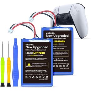 𝗡𝗲𝘄 𝗨𝗽𝗴𝗿𝗮𝗱𝗲𝗱 2pack PS5 Controller 6000mAh Battery, LIP1708 Battery for Sony PS5 PlayStation 5 Dual Sense Controller CFI-ZCT1W Gamepad, 3.7V High-Capacity PS5 Battery Replacement