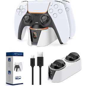PS5 Controller Charging Station, Fast Charging AC Adapter 5V 3A, Dual Controller Charging Stand for Playstation 5, Docking Station Replacement for DualSense Charging Station(White