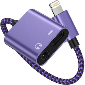 iPhone Headphone Adapter with Charge 2-in-1 Lightning to 3.5mm Female Aux Audio Jack Dual Converter Mfi Certified Apple Dongle Splitter + Charger Adaptor for iPhone 14 Pro Max 13 12 11 XR XS iPad Mini