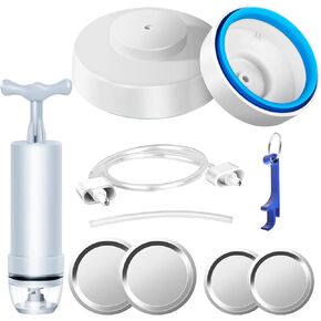 Mason Jar Vacuum Sealer, Jar Vacuum Sealer Kit for FoodSaver with Accessory Hose for Wide and Regular Mouth Mason Jars, Canning Jar Vacuum Sealer with Manual Portable Vacuum Pump and Lid Opener