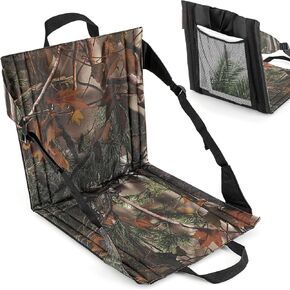 Hunting Seat Cushion with Backrest Strap Camo Portable Self Supporting Hunting Cushion Deer Tree Stand Seat Cushion for Hiking Camping Fishing Outdoor Sporting Events 16.1" x 16.1" x 15.75"