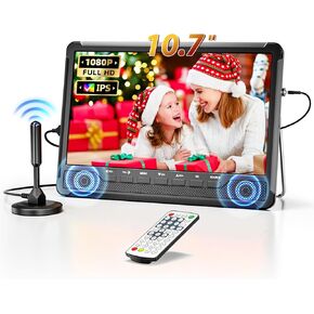 NORTHING 10.7" IPS Flat Screen TV, Small TV with Antenna ATSC Tuner, Mini TV LCD Monitor 1080P, Battery Operated TV with HDMI, AV, USB Input, Remote Control, Stand, 12 Volt TV for Camping Car Travel