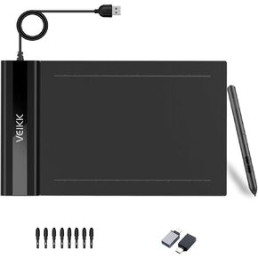 Graphics Drawing Tablet VEIKK S640 6x4 Inch Portable OSU Tablet with 8192 Levels Battery-free Stylus Pen for Digital Art&Animation,compatible with PC/Mac/Linux/Windows