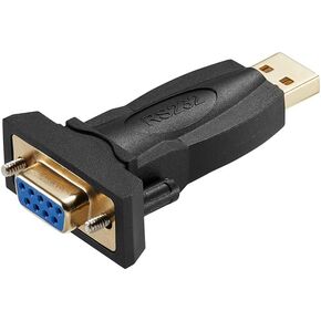 محول USB إلى RS232 مع شريحة FTDI، ومحول USB إلى DB9 أنثى تسلسلي متوافق مع أنظمة التشغيل Windows 10 و8.1 و8 و7 وVista وXP وLinux وMac OS X 10.6 وما فوق، أسود