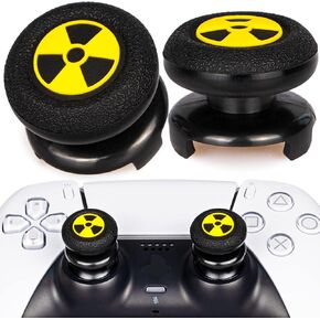 FPS Thumbstick Extender & 3D Texture Rubber Silicone Grip Cover 2 Sets for PS5 Dualsenese & PS4 Controller (Radiation Black)