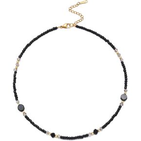 Beaded Necklace for Women, Colorful Gemstone Choker Necklaces Boho Cute Necklace Handmade Crystal Summer Beach Jewelry for Teen Girls in Kuwait