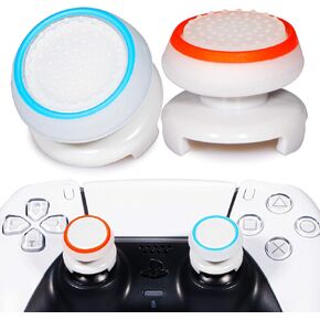 FPS Thumbstick Extender & Printing Rubber Silicone Grip Cover 2 Sets for PS5 Dualsenese & PS4 Controller (Black+Clear)
