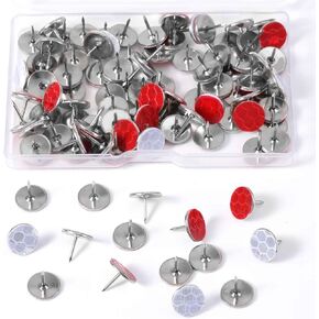 100pcs Reflective Tacks, Hunting Trail Markers Glow in The Dark Tacks Trail Marking Tacks Reflective Mark Thumb Tacks for Hiking Camping Outdoor Tree Stand (White+Red)