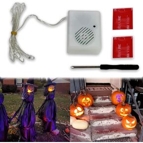 DIY Halloween Sound Effects Box with LED, Horror Screaming Tricky Voice-Activated Props, Battery Operated Laughing Scary Noise Spooky Sound Machine for Pumpkin Inflatables Eyeballs Ghost