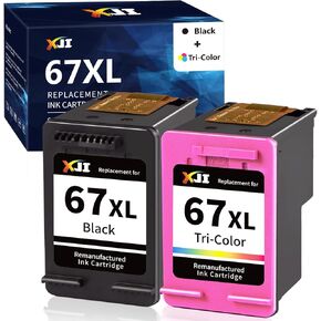 XJI Remanufactured Ink Cartridges Replacement for HP 67XL 67 XL Black Color Combo Pack, for Deskjet Plus 2700 2700e 2755 2755e 2855e 4100 4100e 4155 4155e 4255e Envy Pro 6000 6055e 6400 6455e Printer