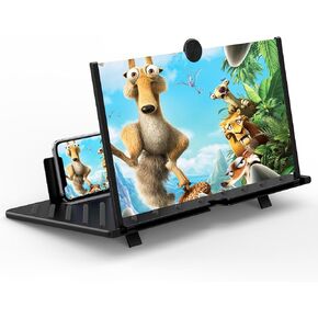 20" Screen Magnifier for Cell Phone,Mobile Phone 3D Magnifier, Screen Expanders for Movies, Videos, and Gaming, Foldable Phone Stand with Screen Amplifier – Compatible with All Smartphones(Black)